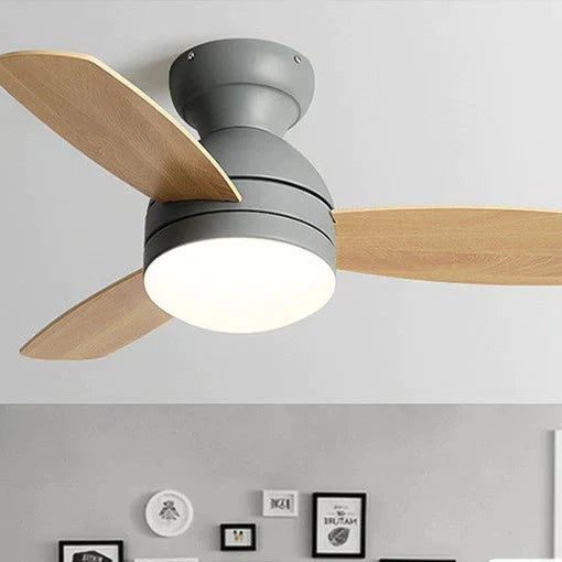 Children’s Wooden Leaf Fan Lamp Simple Living Room Dining Electric Chandelier Pendant