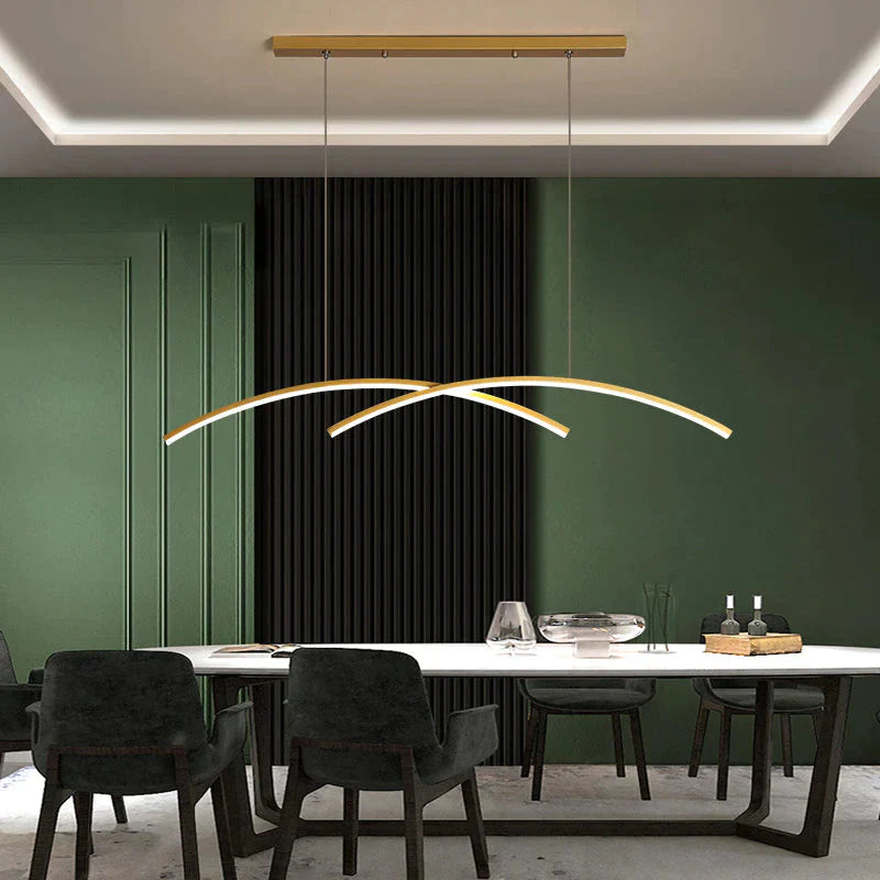 Simple Long Living Room Lamp Creative Personality Dining Bar Designer Restaurant Chandelier Gold /