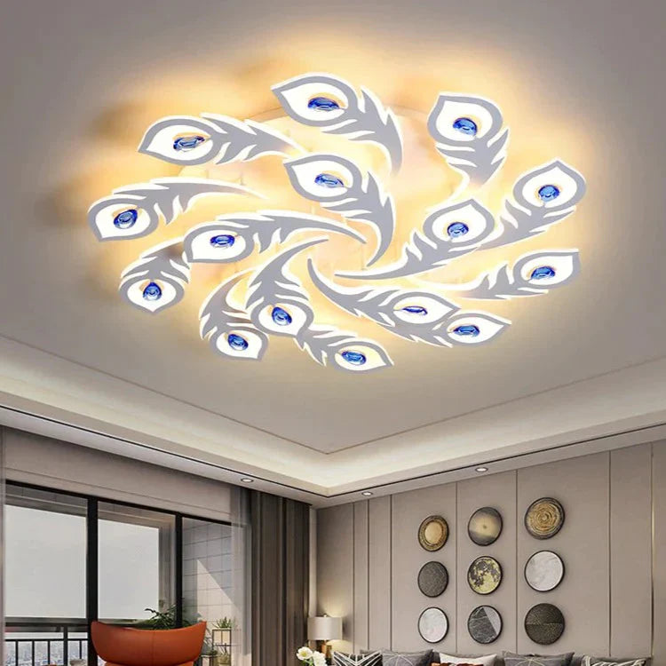 Feather Shape Living Room Led Ceiling Lamp Simple Warm Romantic Acrylic Master Bedroom