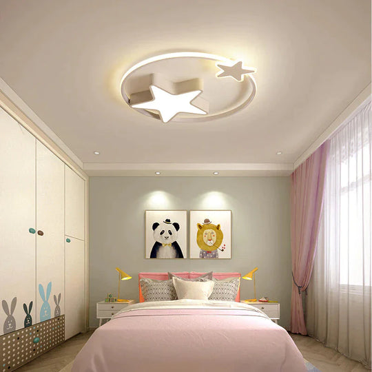 Children’s Room Lamp Bedroom Simple Modern Ceiling Nordic Cartoon Creative Star Moon A / Stepless