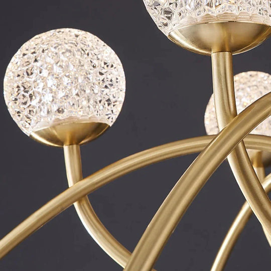 Modern Luxury Personality Copper Living Room Lamp Creative Nordic Bedroom Simple Chandelier Golden