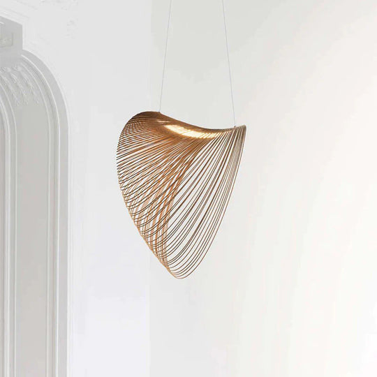 Simple Suspension Hollow Wooden Birch Chandelier Pendant