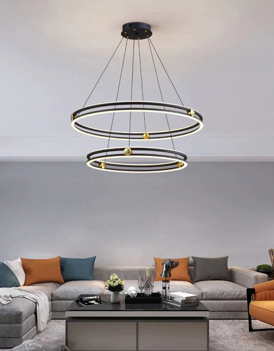 Simple Living Room Chandelier Aluminum Annular Ring Pendant