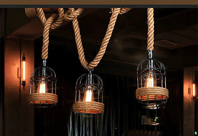 Vintage Restaurant Creative Hemp Rope Chandelier Pendant