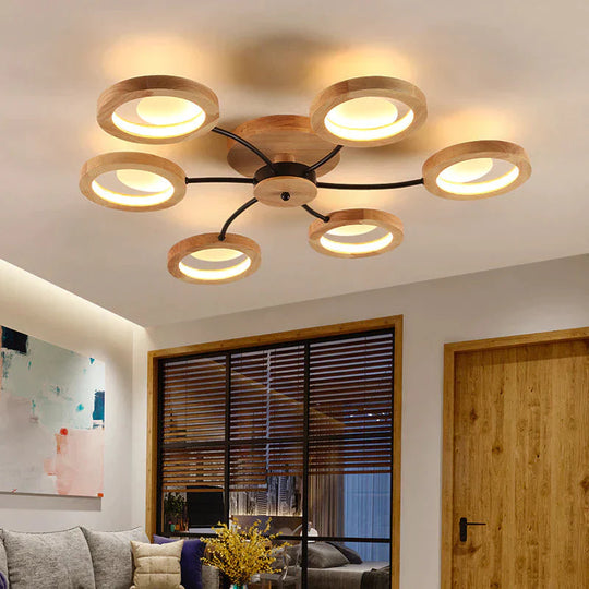 Simple Modern Atmosphere Solid Wood Ceiling Lamp Creative Bedroom Net Red Led Nordic Living Room 6