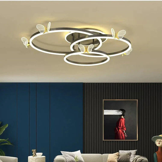 Led Ceiling Lamp Creative Butterfly Living Room Simple Modern Ring Hall Bedroom Decoration