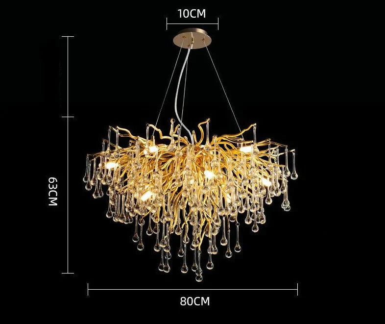 European Crystal Chandelier Luxury Villa Project Branch Lamp A - Dia80Cm / Tri - Color Light Pendant