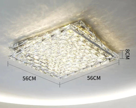 Simple Living Room Ceiling Lamp Led Crystal Tri - Color Light / 56Cm Square