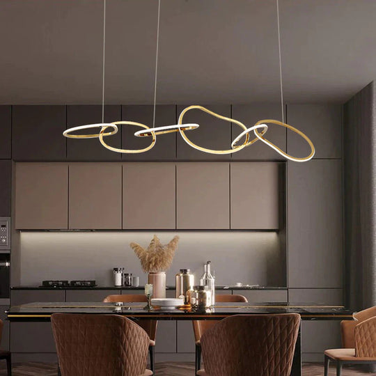 Nordic Personality Circle Stainless Steel Living Room Chandelier Pendant