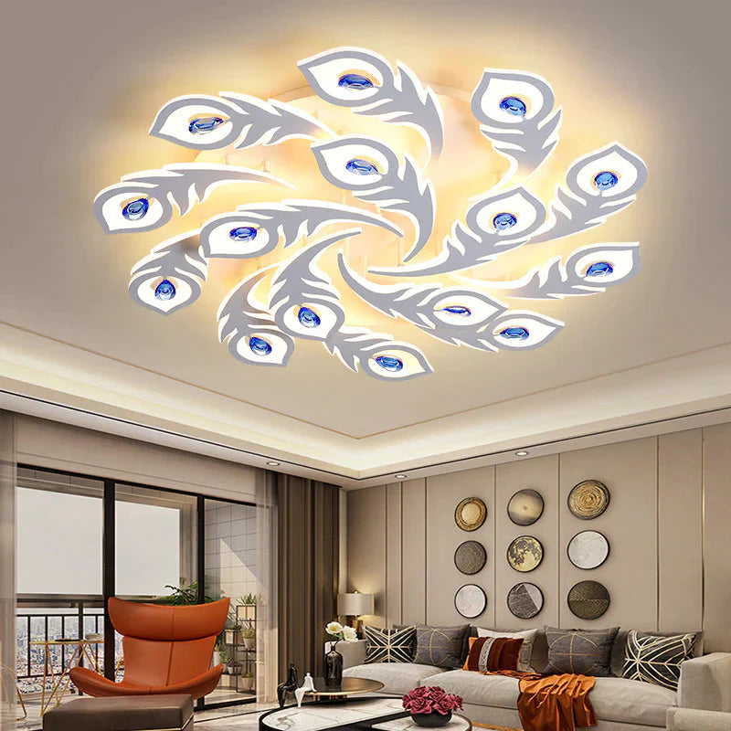 Feather Shape Living Room Led Ceiling Lamp Simple Warm Romantic Acrylic Master Bedroom