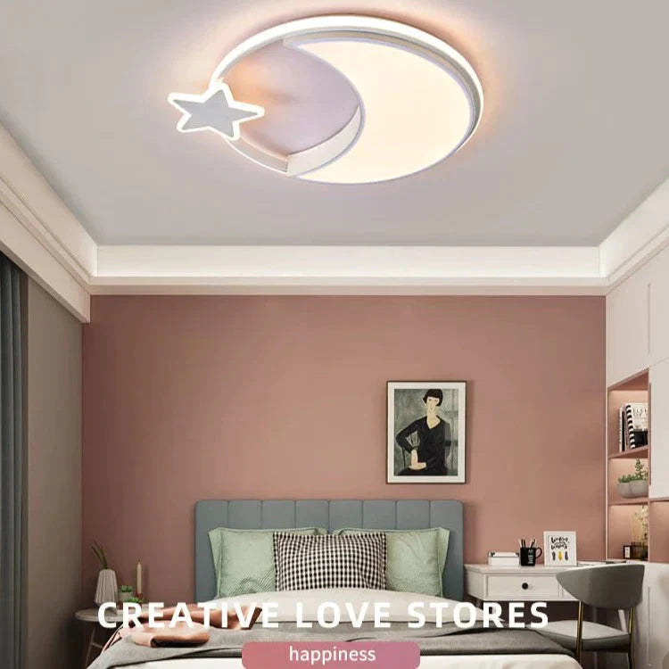 Children’s Room Lamp Bedroom Simple Modern Ceiling Nordic Cartoon Creative Star Moon