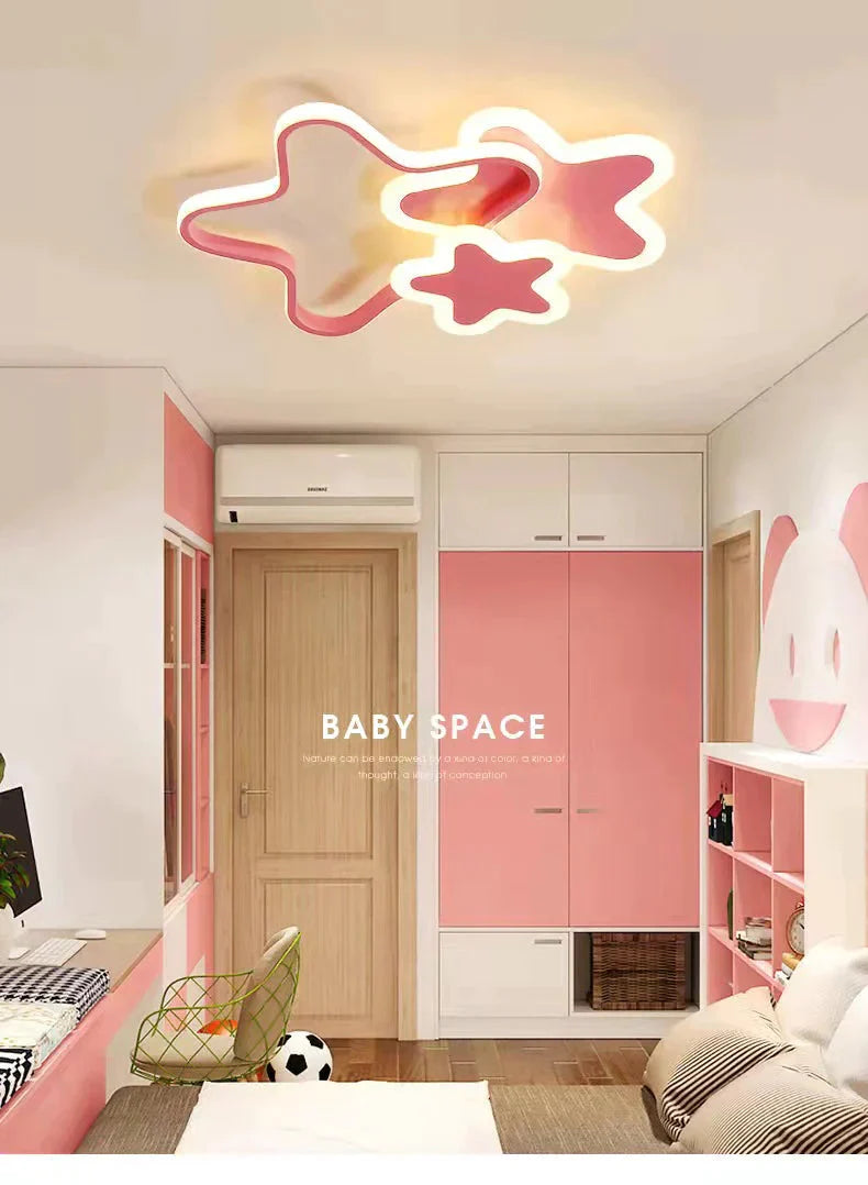 Children’s Room Lamp Girl Led Star Light In The Bedroom Pink Princess Modern Simple Ceiling