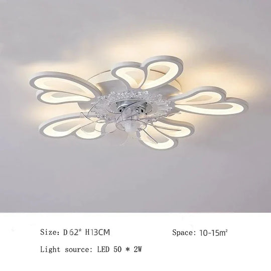 Modern Minimalist Fan Light Led Silent Heart - Shaped Ceiling D62*13Cm / White Ceiling