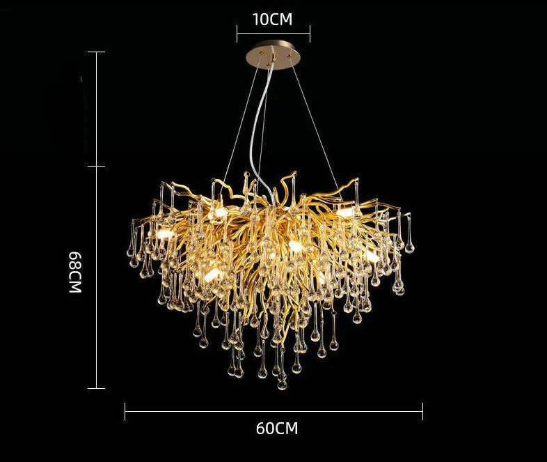 European Crystal Chandelier Luxury Villa Project Branch Lamp A - Dia60Cm / Tri - Color Light Pendant