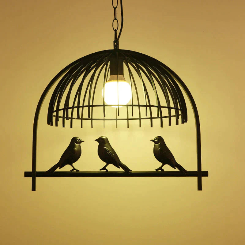 American Bird Chandelier Creative Cage Lamp Black / White Light Pendant