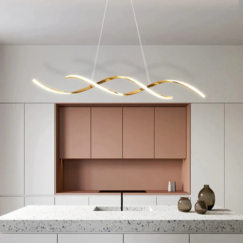 Simple Irregular Household Lamp Stainless Steel Titanium Gold Artistic Line Chandelier Pendant