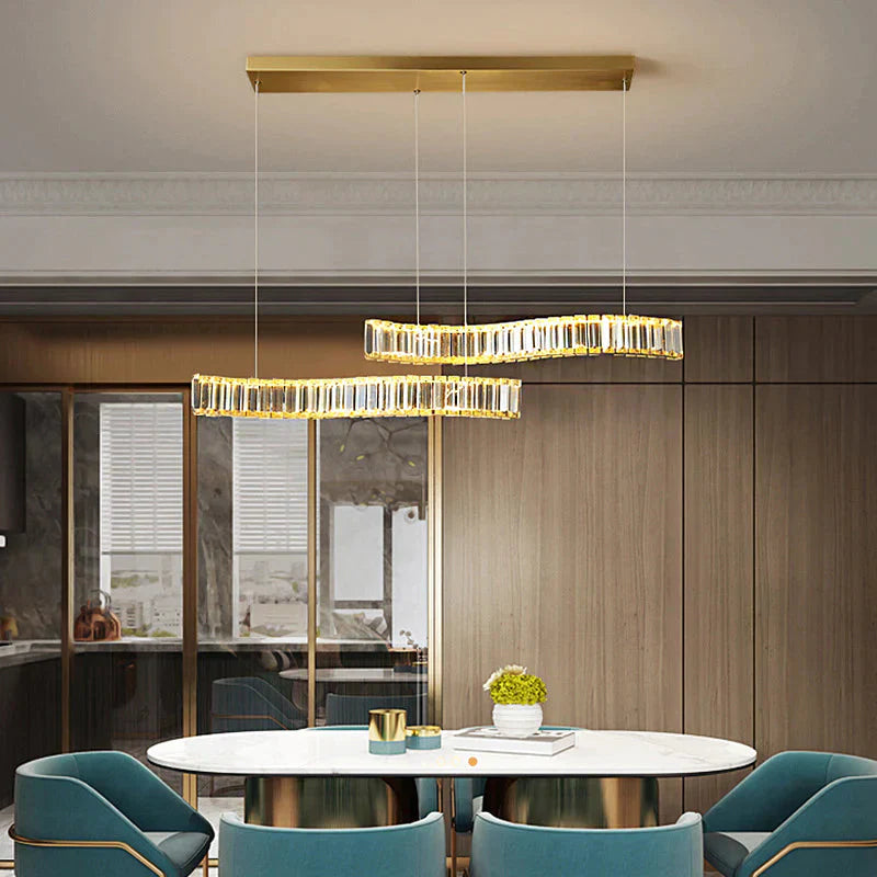 Dining Lamp Chandelier Crystal Luxury Lamps Modern Minimalist Room Table Bar Nordic Strip Ideas