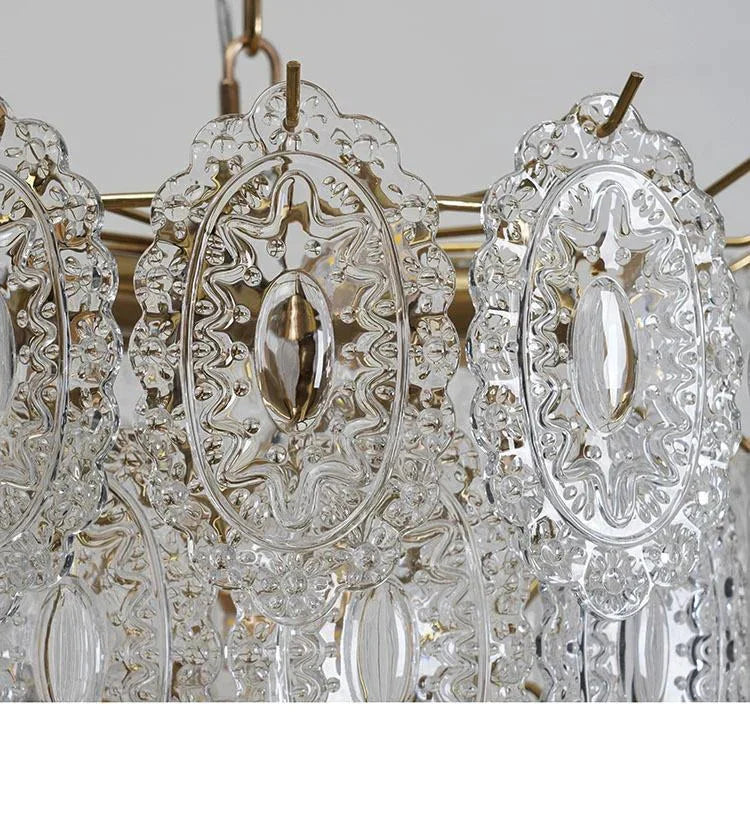 French Light Luxury Crystal All Copper Glass Retro Chandelier Pendant