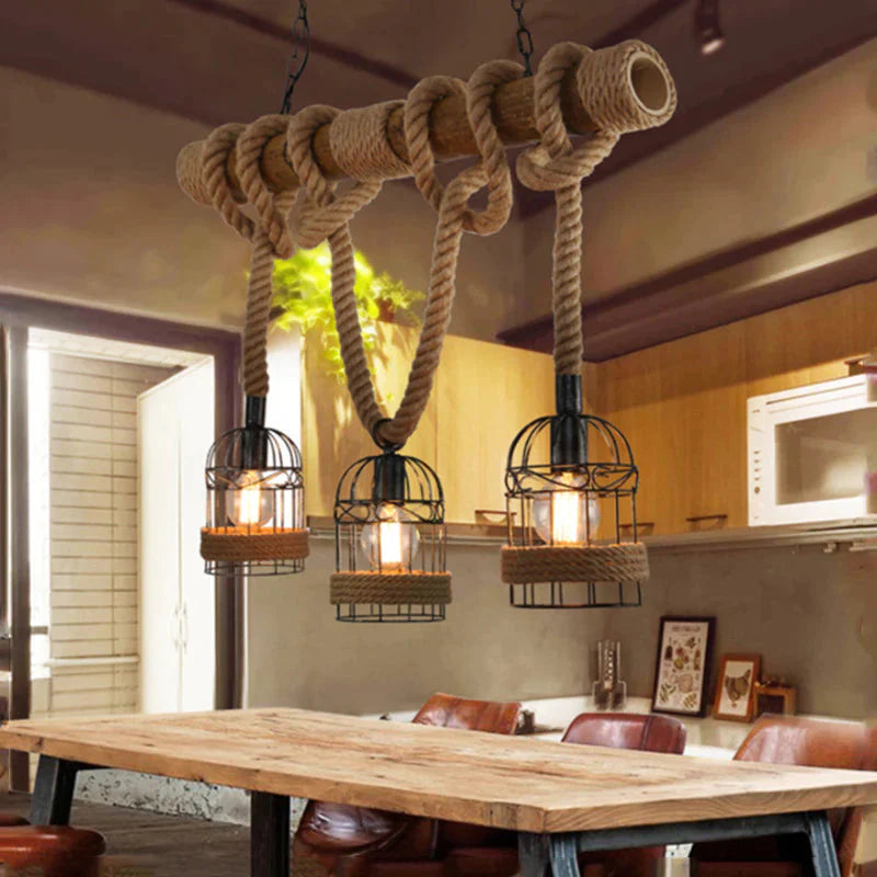 Vintage Restaurant Creative Hemp Rope Chandelier As Show Pendant