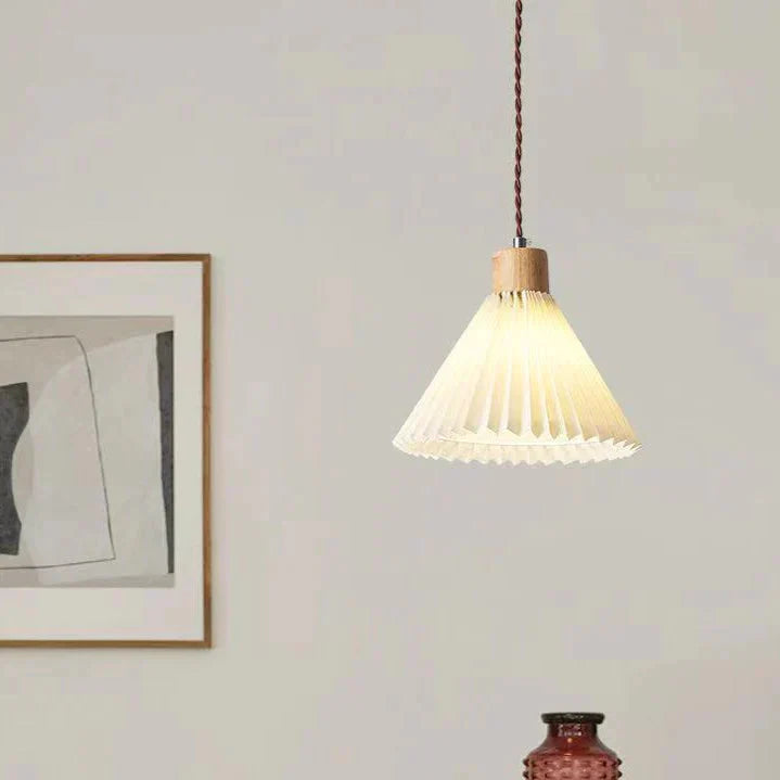 Nordic Pleated Bedside Chandelier Solid Wood Household Bedroom Dining Room B&B Minimalist Creative