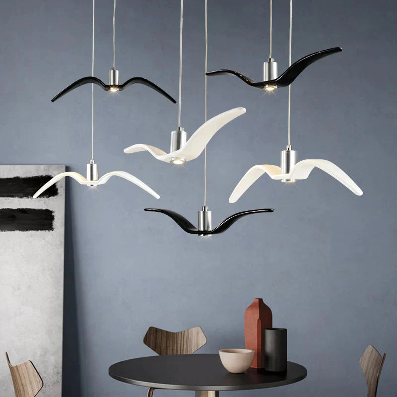 Resin Night Birds Silhouette Sky Freedom Seagull Pendant Light