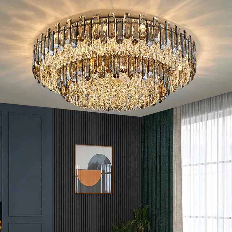 Ceiling Lamp Round Crystal Modern New Luxury Lamps Dia80Xh33Cm / No Bulb
