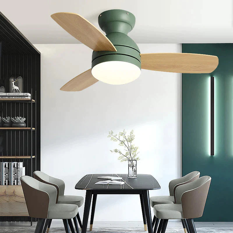 Children’s Wooden Leaf Fan Lamp Simple Living Room Dining Electric Chandelier Pendant