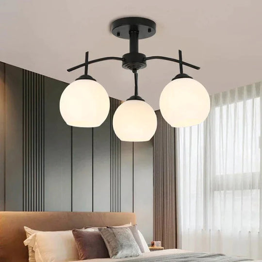 Modern Simple Wrought Iron Bedroom Living Room Chandelier Study Dining Lamps Pendant