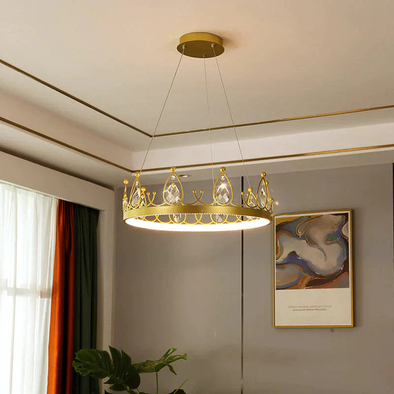 Chandelier Crown Luxury Living Room Bedroom Crystal Lamp Dia50Cm / White Light Pendant