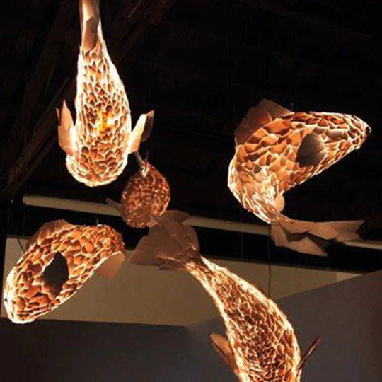 Fish Shaped Chandelier Retro Japanese Carp Staircase Pendant