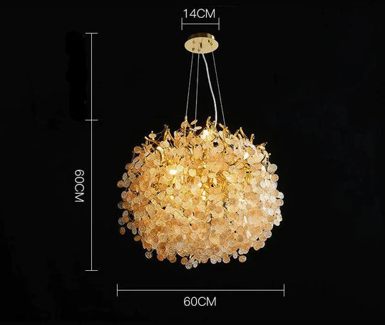 European Crystal Chandelier Luxury Villa Project Branch Lamp C - Dia60Cm / Tri - Color Light Pendant