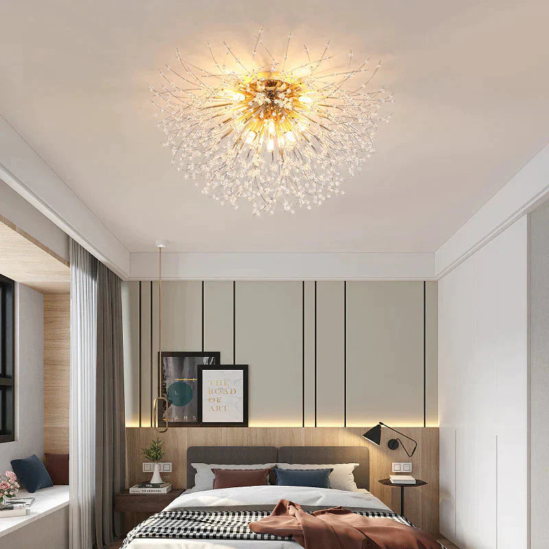 Bedroom Crystal Ceiling Lamp Dandelion Romantic Creative