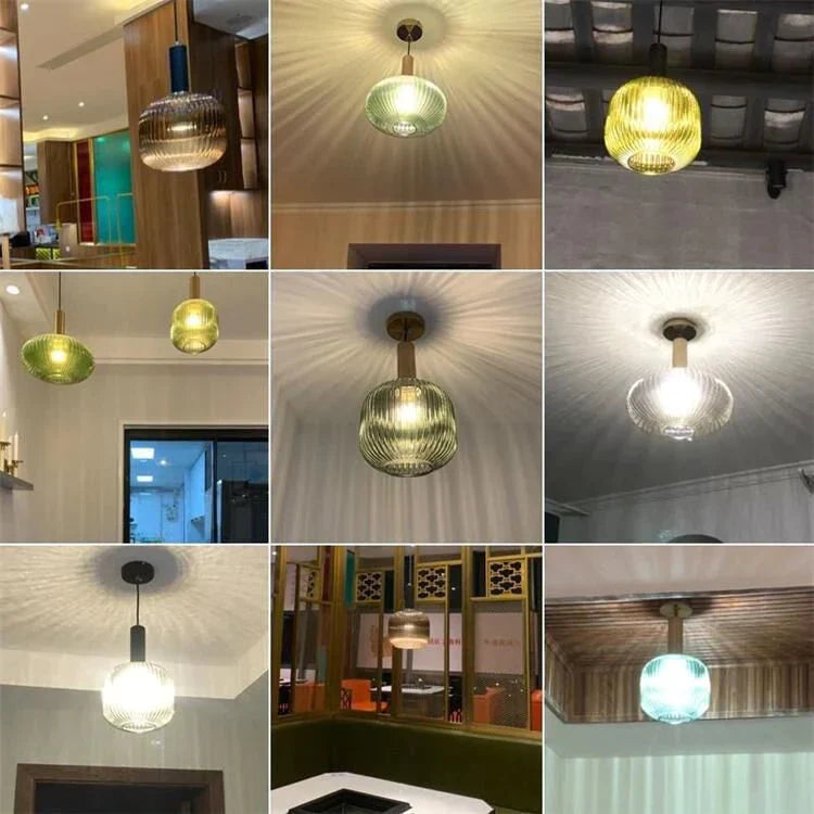 Nordic Creative Bar Restaurant Chandelier Simple Striped Lantern Single Online Celebrity Glass