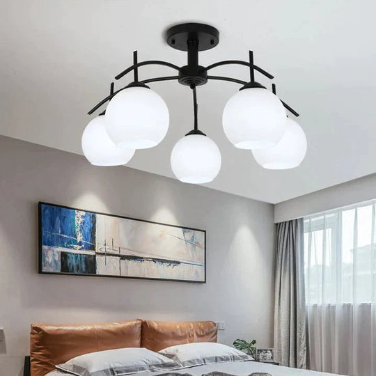 Modern Simple Wrought Iron Bedroom Living Room Chandelier Study Dining Lamps Pendant