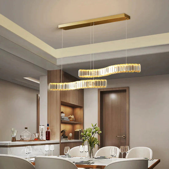 Dining Lamp Chandelier Crystal Luxury Lamps Modern Minimalist Room Table Bar Nordic Strip Ideas