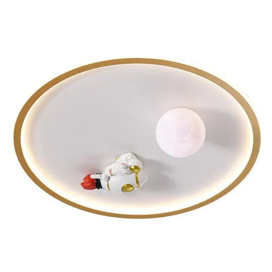 New Creative Astronaut Ceiling Lamp Children’s Room Cartoon Moon Planet Bedroom Study Round