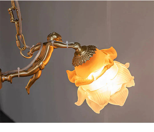 Angel Garden Retro Copper Bedroom Chandelier Dining Room Living Lamps Pendant