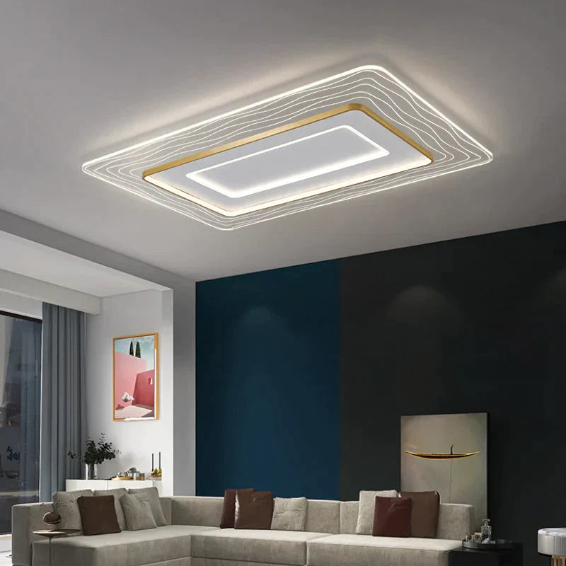 Led Modern Simple Circular Square Bedroom Dining Room Ceiling Lamp Rectangle / Small Tri - Color