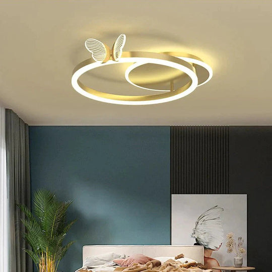 Led Ceiling Lamp Creative Butterfly Living Room Simple Modern Ring Hall Bedroom Decoration Gold / 1