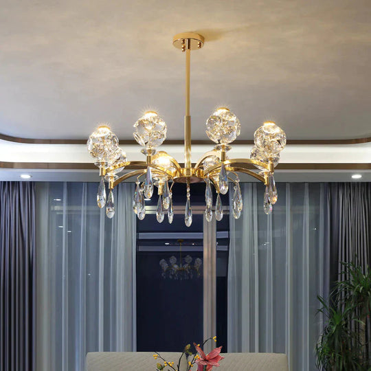 Iron Crystal Chandelier Living Room Study Lamp New Postmodern Bedroom Pendant