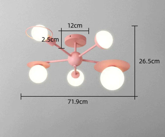 Modern Simple Bedroom Ceiling Lamp Pink / Tri - Color Light