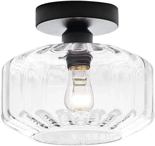 Simple Modern American Glass Ceiling Lamp Transparent - Stripe