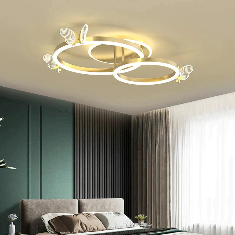 Led Ceiling Lamp Creative Butterfly Living Room Simple Modern Ring Hall Bedroom Decoration Gold / 2