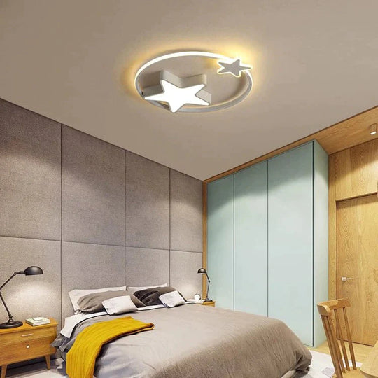 Children’s Room Lamp Bedroom Simple Modern Ceiling Nordic Cartoon Creative Star Moon A / Warm