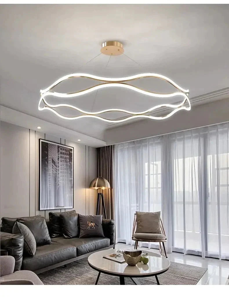 Led Living Room Simple Chandelier Creative Restaurant Bedroom Personalized Ring Pendant