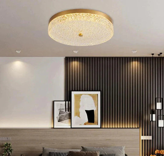 Luxury Crystal Bedroom Ceiling Lamp Round Atmosphere Simple Modern Room Led Master Lamps Copper