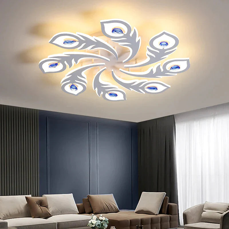 Feather Shape Living Room Led Ceiling Lamp Simple Warm Romantic Acrylic Master Bedroom