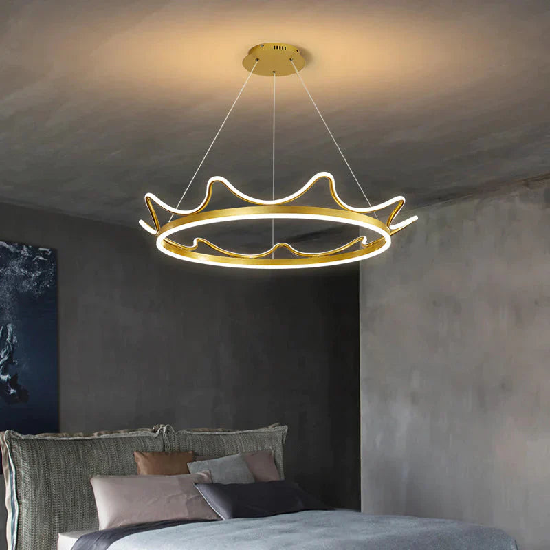 The Living Room Is Simple With Modern Crown Led Chandeliers Pendant