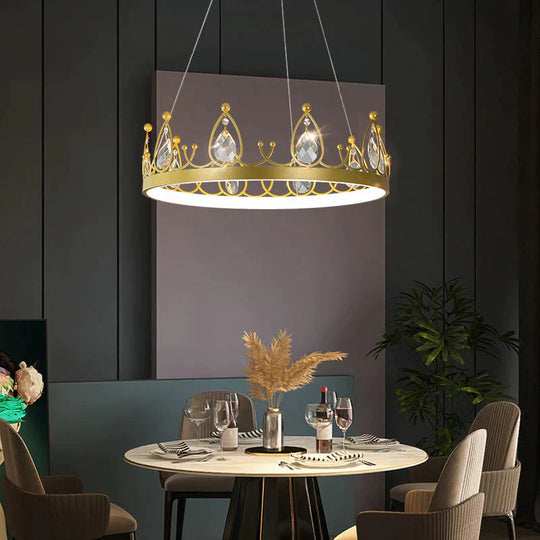 Chandelier Crown Luxury Living Room Bedroom Crystal Lamp Dia60Cm / White Light Pendant