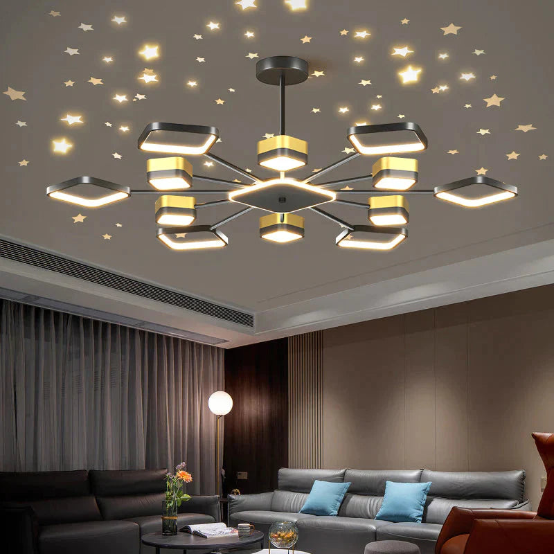 Atmosphere Light Luxury Living Room Lamp Wrought Iron Starry Sky Dining Creative Personality In The